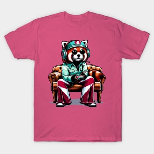 Red Panda gamer - Retro Gaming Bliss T-Shirt